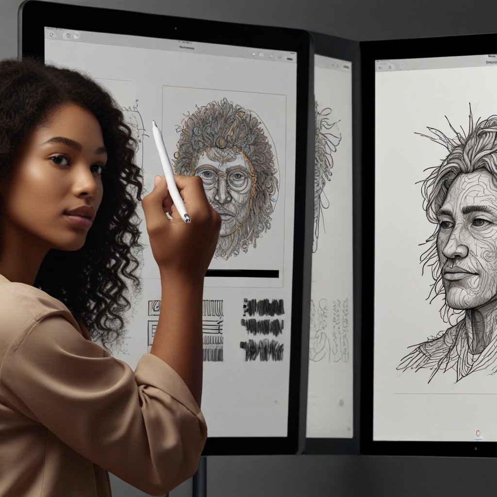 Vibrant illustrations showcasing the diverse capabilities of the Apple Pencil Pro, from intricate sketches to dynamic animations.