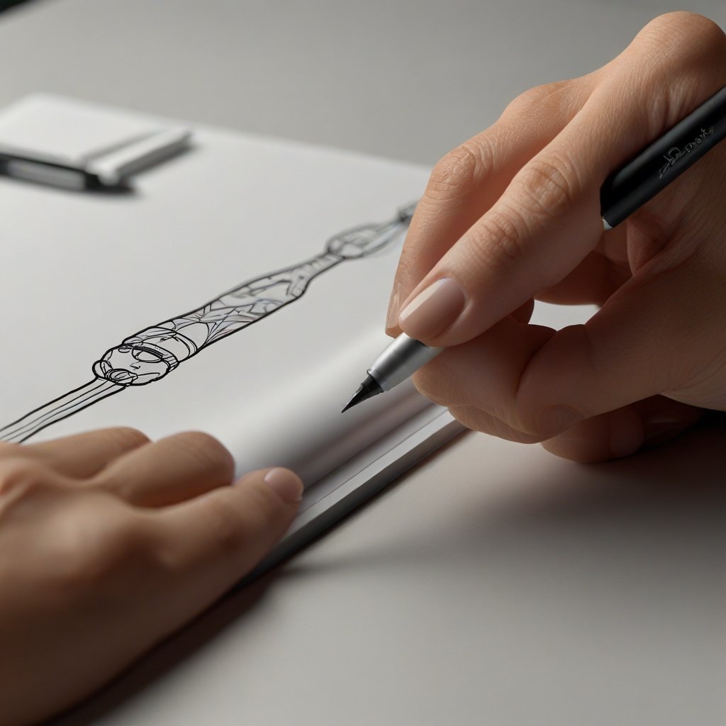  sleek design of the Apple Pencil Pro with traditional drawing tools, emphasizing its modern functionality.